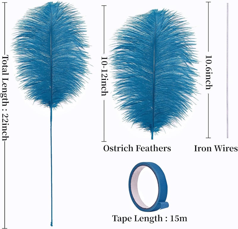 Holmgren Turquoise Ostrich Feathers Bulk - 20pcs Making Kit 22 Inch Boho Ostrich Feathers for Vase, Floral Arrangement, Wedding Party Centerpieces and Home Decorations (Turquoise) - Image 4